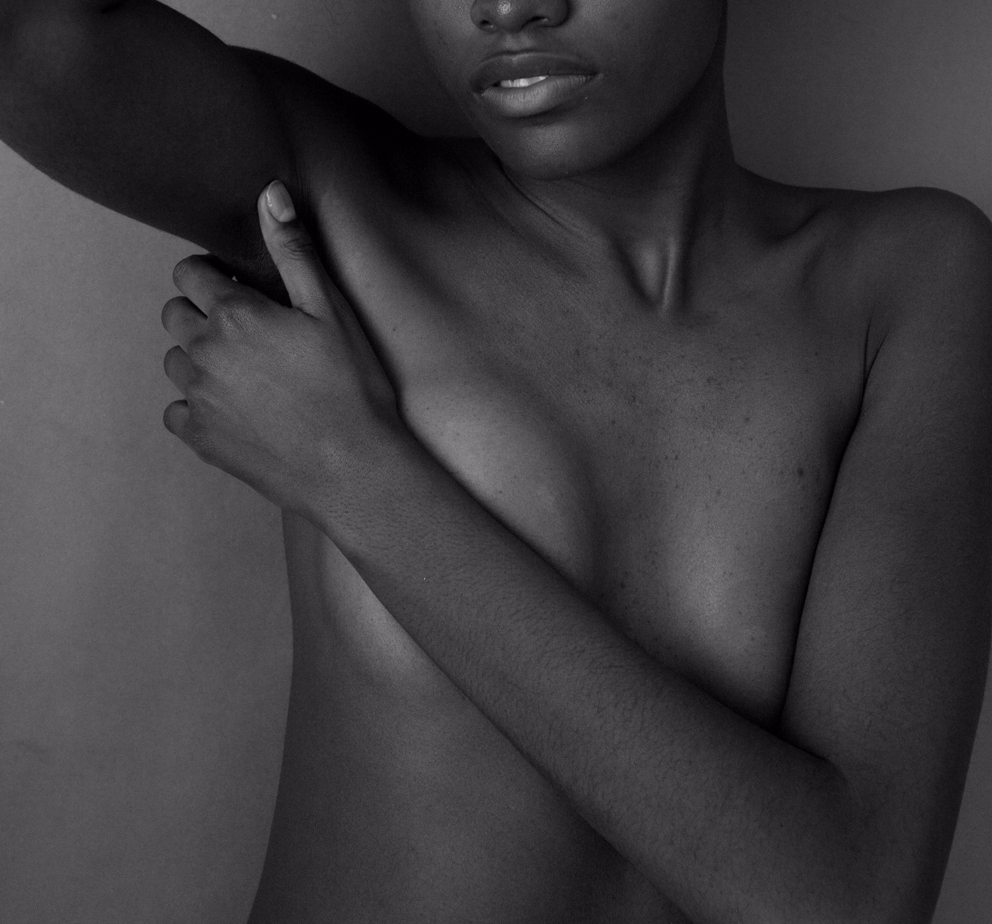 Soft black and white close-up of skin